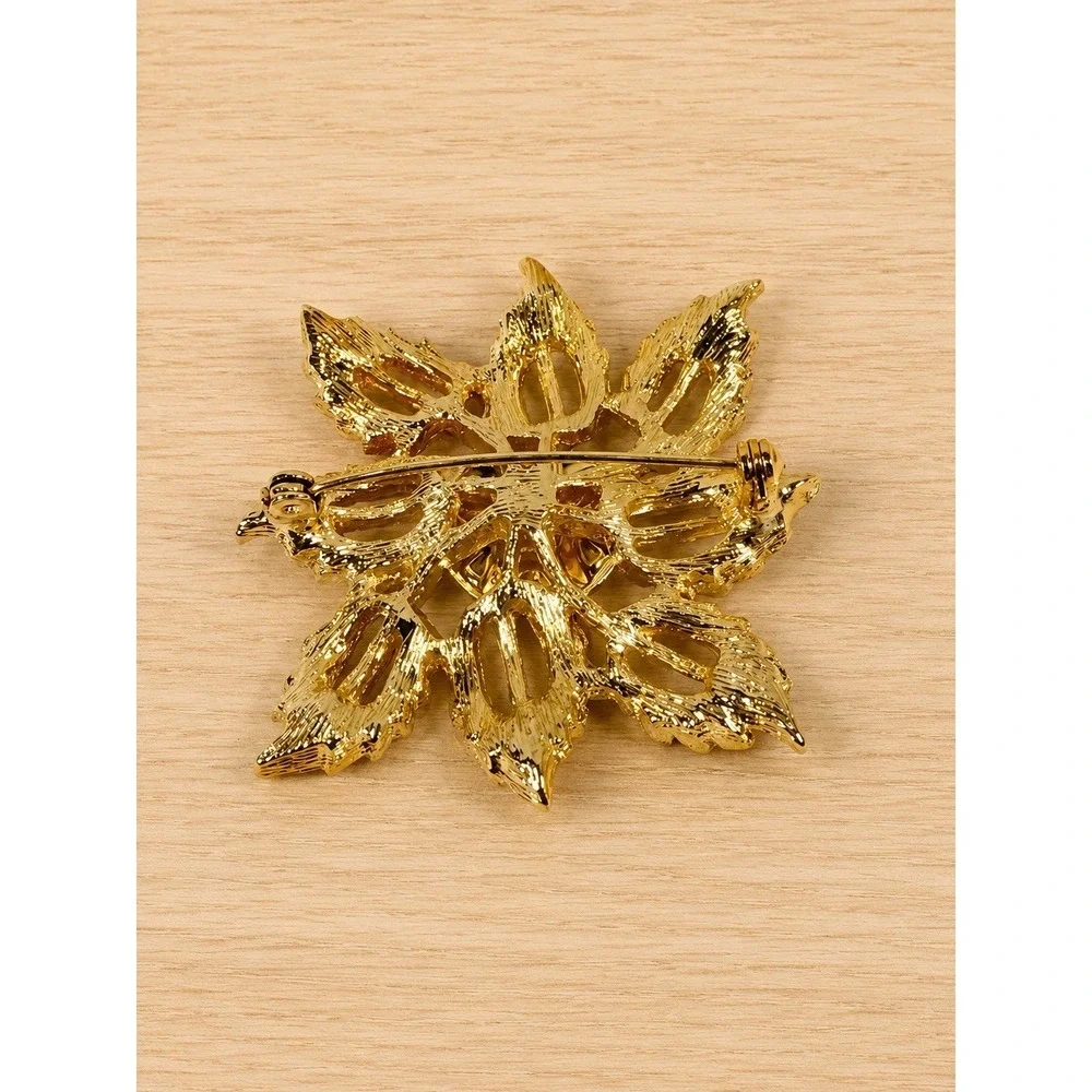 Vintage Order of the Eastern Star Gold Tone Leaf Brooch Pin OES Fraternal Jewel